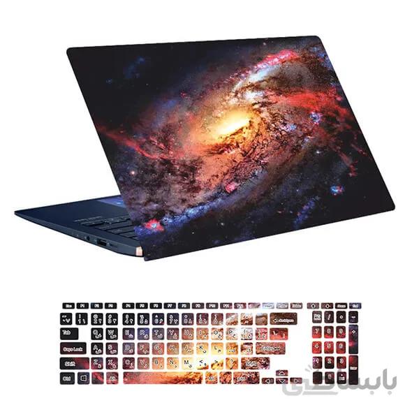 اسکین لپ تاپ طرح Space کد ۱۱۷ به همراه استیکر کیبورد