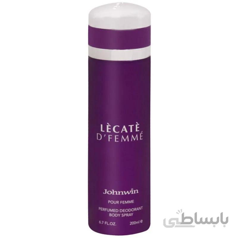 اسپری دئودورانت زنانه جان وین مدل Lecate D Femme حجم 200 میل ا Johnwin Lecate D Femme Spray For Women 200ml