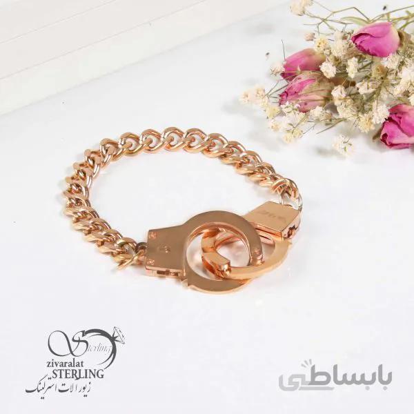 دستبند زنانه طرح طلا مدل پلیسی رزگلد