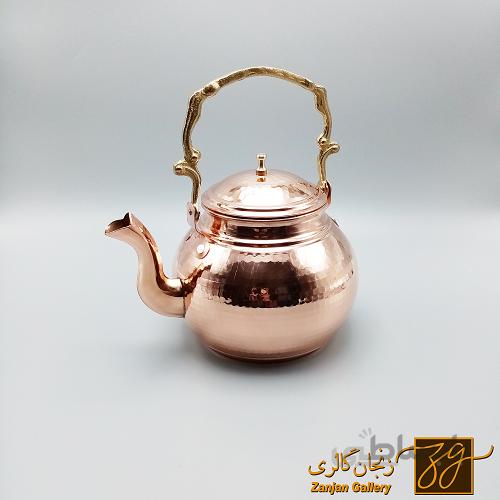 کتری توپی مسی دسته برنجی