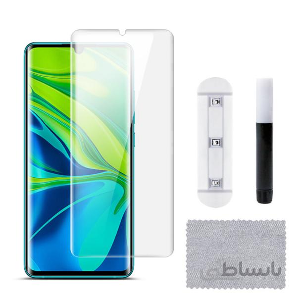 بهترین گلس گوشی شیائومی می نوت 10 لایت و می نوت 10 پرو محافظ صفحه نمایش شیشه ای UV Nano Glass Xiaomi Mi Note 10 Pro / Mi Note 10 Lit