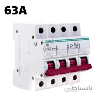 فیوز مینیاتوری تیپ B سه فاز و نول 63 آمپر دنا الکتریک ا Miniature Circuit Breaker 63A Dena electric