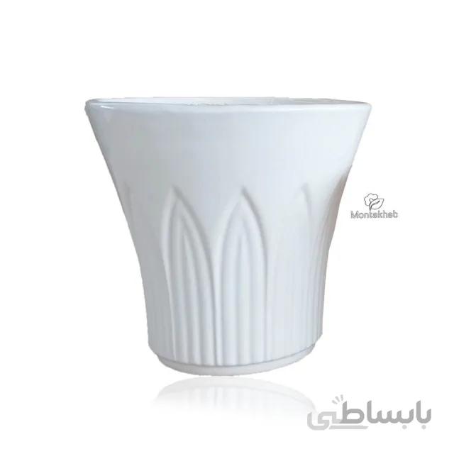 گلدان سرامیکی مدل خطی دهانه بزرگ