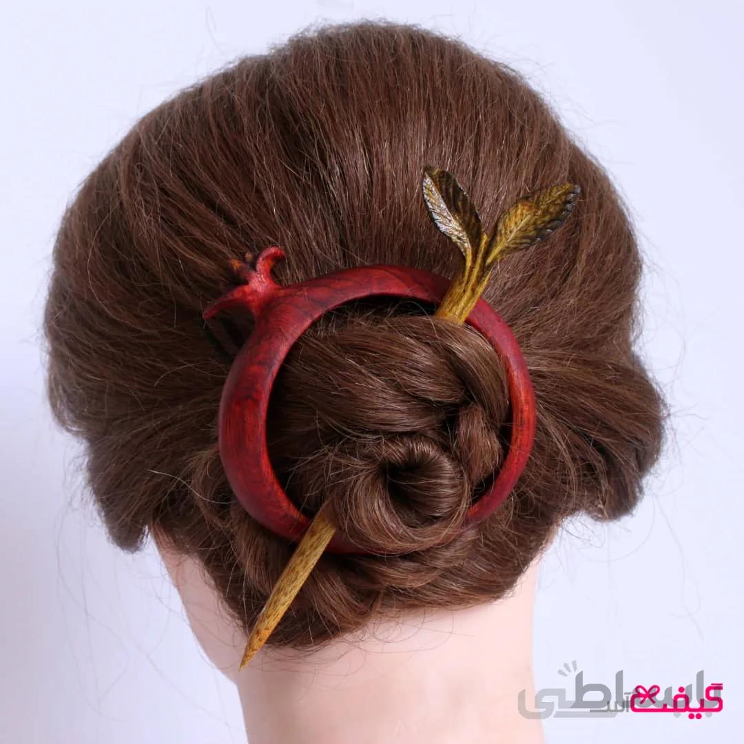 گیره مو چوبی ویژه مدل انار یلدا