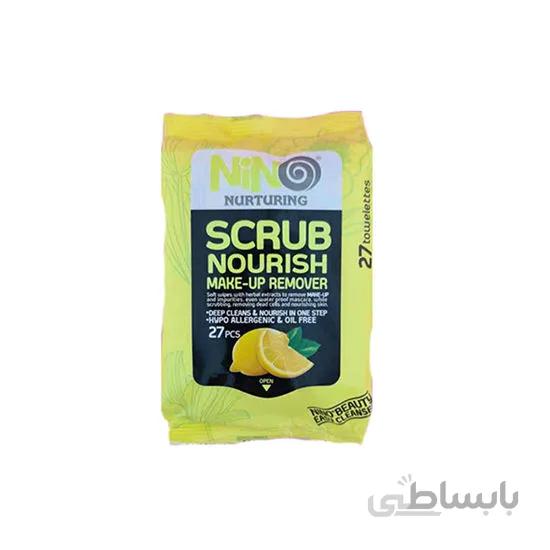 دستمال مرطوب پاک کننده آرایش Scrub Nourish نينو Nino ا برند :