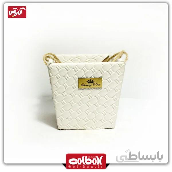 باکس گل چرمی مربعی رنگ سفید کد 2150