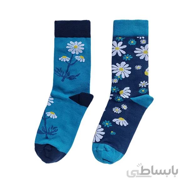 جوراب ساقدار زنانه لنگه به لنگه با طرح گل بابونه کد PH633