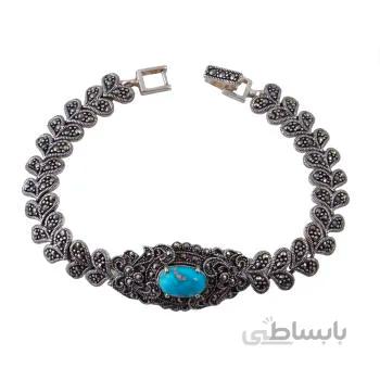دستبند نقره زنانه مدل مارکازیت فیروزه کد DP_059