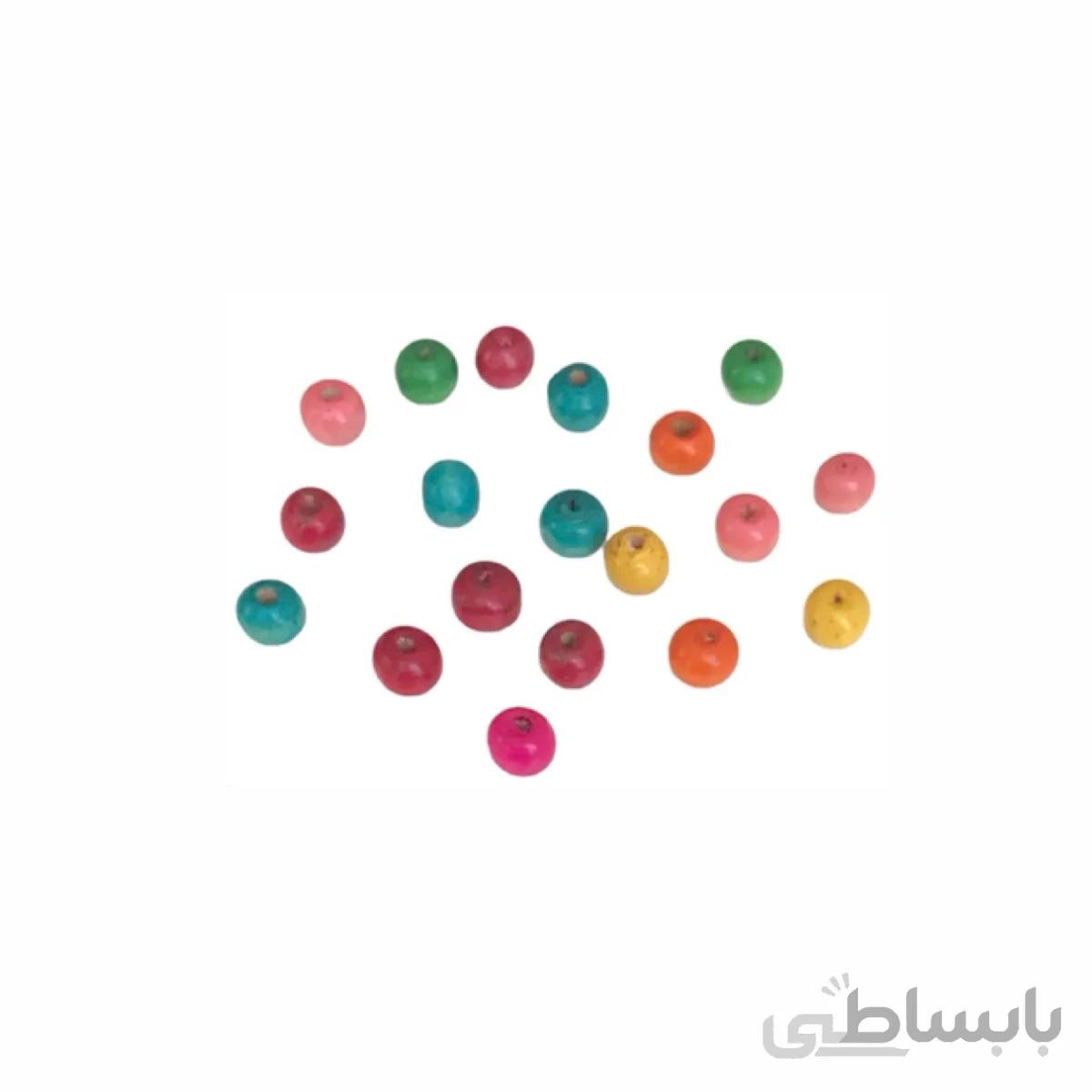 مهره چوبی رنگارنگ بسته ۴۰گرمی حدود ۲۰۰عدد