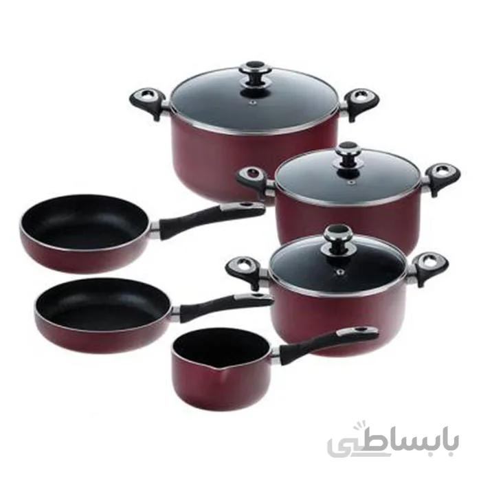 سرویس 9 پارچه گرانیتا زرشکی با درب شیشه ای زرساب کد GT-7570-R