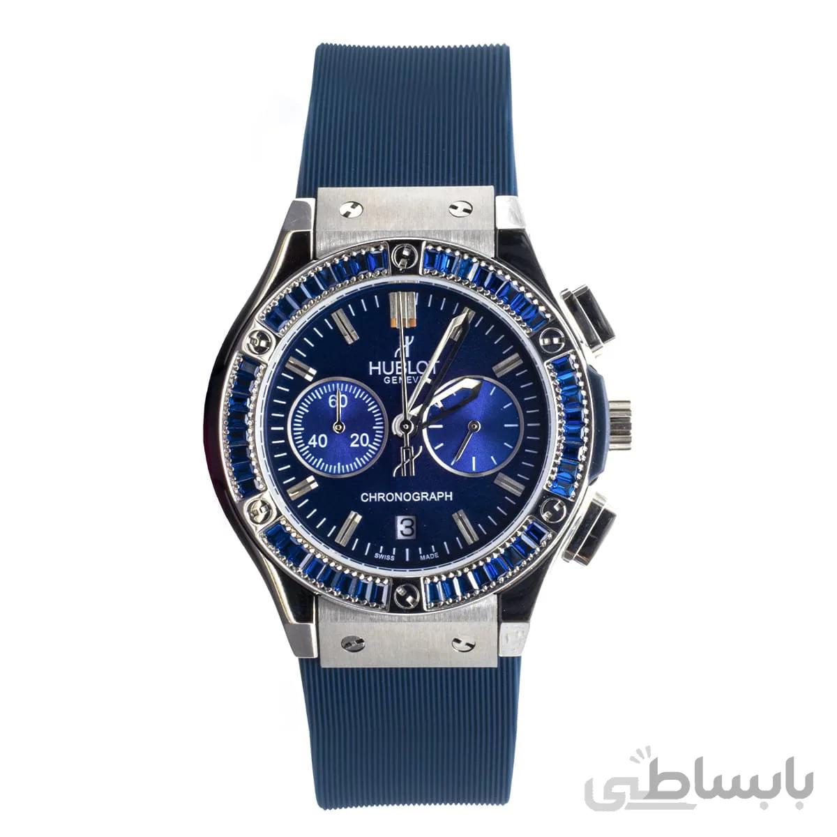 ساعت مچی هوبلوت زنانه دور نگین سورمه ای HUBLOT BIG BANG