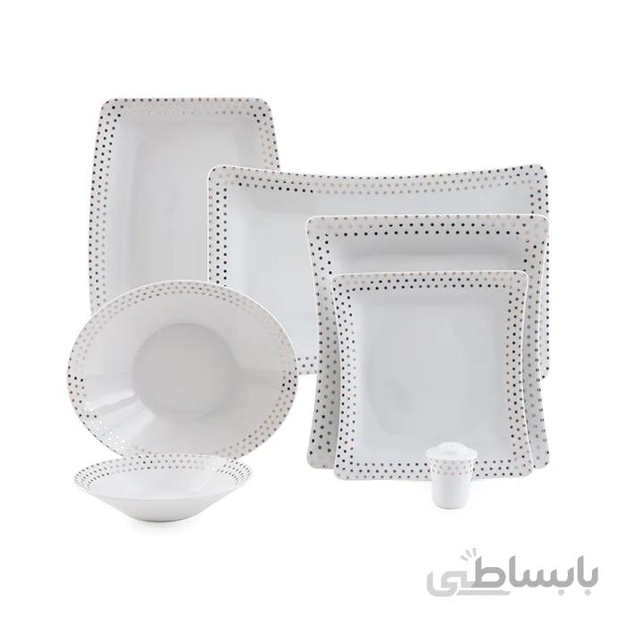 سرویس چینی زرین 30 پارچه غذاخوری اسپاتی پلاتینی
