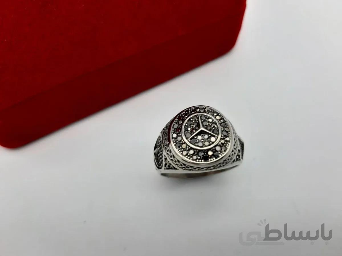 انگشتر مردانه مرسدس بنز با نگین مارگازیت