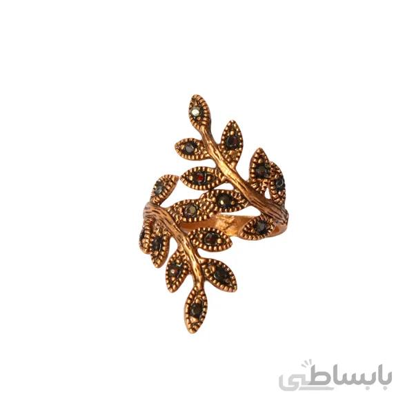 انگشتر مسی دخترانه و زنانه نگین دار مارکازیت گندمی بزرگ کد JW281