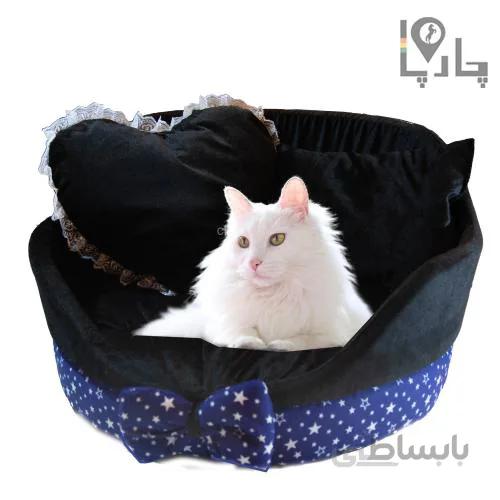 جای خواب گربه و سگ رویال Royal سایز بزرگ با تشک کف و دو بالشت - رنگ مشکی