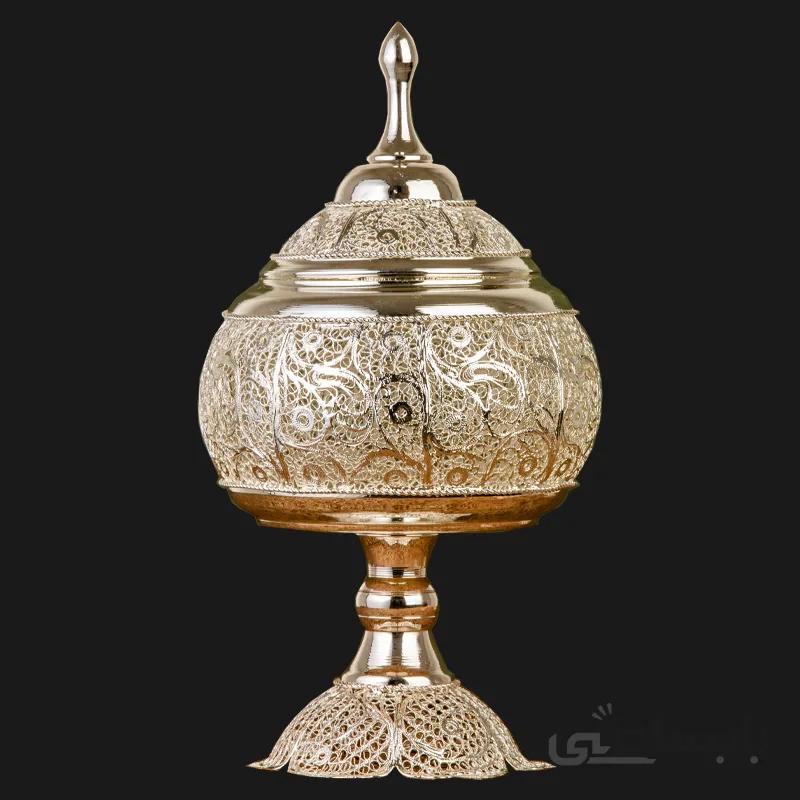 گزخوری پایه بلند دردار ملیله کاری (سایز کوچک)