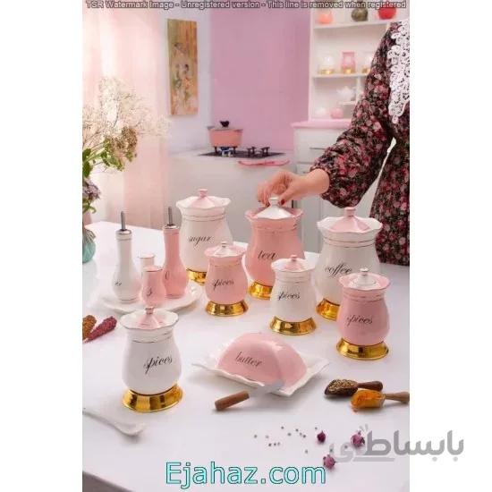 سرویس پاسماوری 14 پارچه طرح 007 صورتی