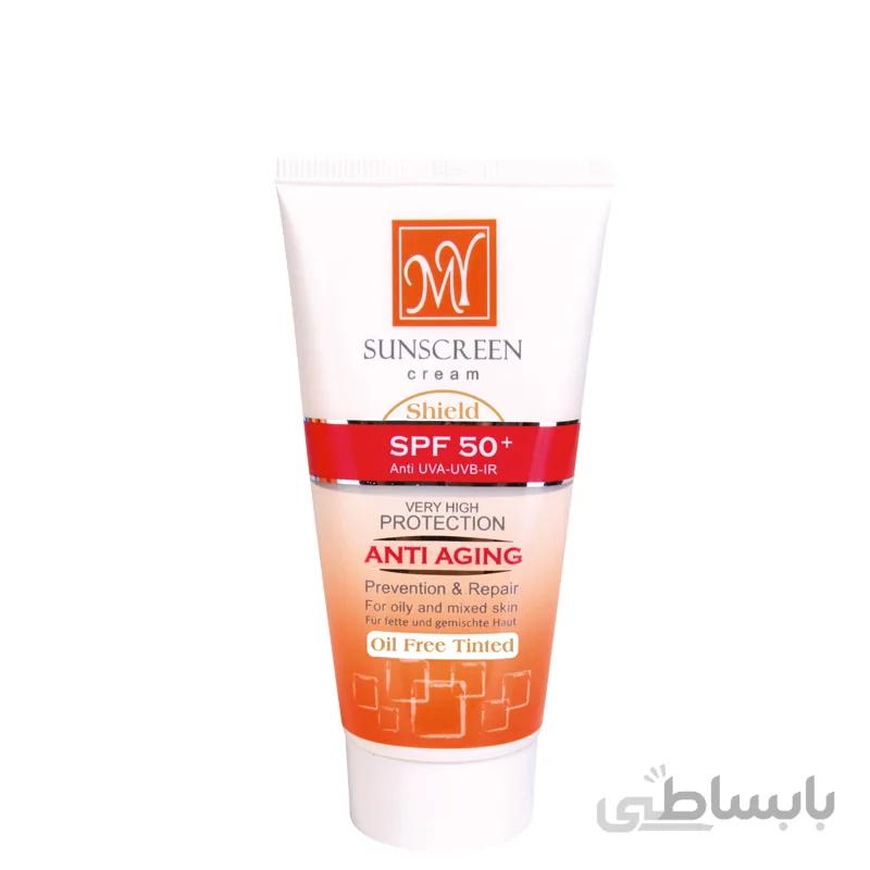 کرم ضد آفتاب فاقد چربی مای مدل Anti Aging با SPF 50-رنگی