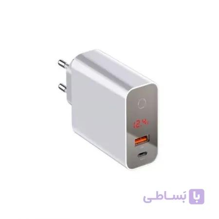 آداپتور فست شارژ 45 وات بیسوس Baseus BS-EU907 USB-C/USB-A LED Adapter