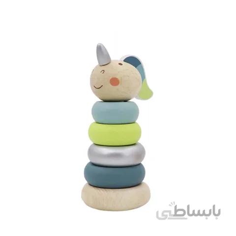 اسباب بازی برج هوش چوبی یونیکورن نقره ای سبز کد P/BZ-15-E-M/I