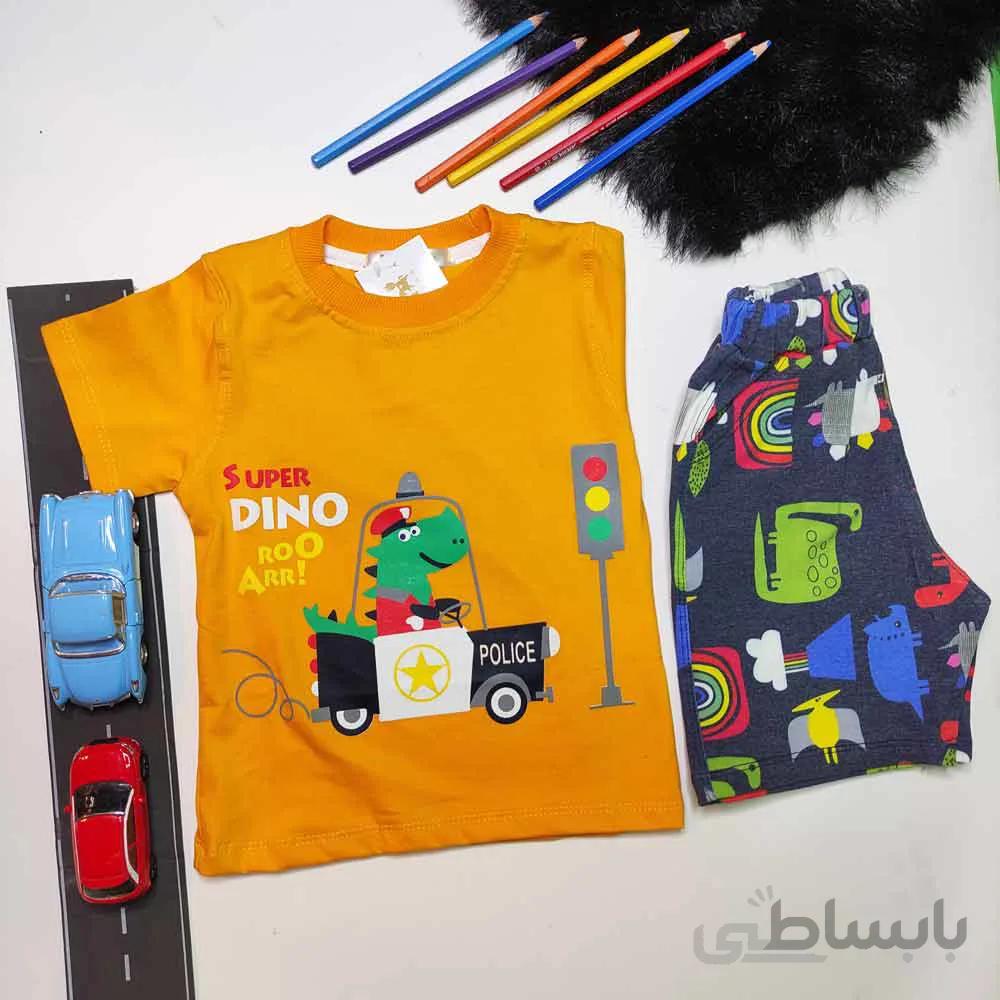 ست تیشرت شلوارک دایناسور پلیس کد:1074