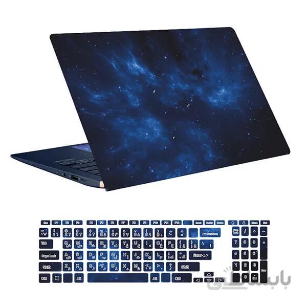 اسکین لپ تاپ طرح Space کد ۶۸ به همراه استیکر کیبورد