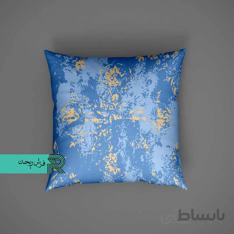 کوسن مخمل طرح مدرن پتینه ابی