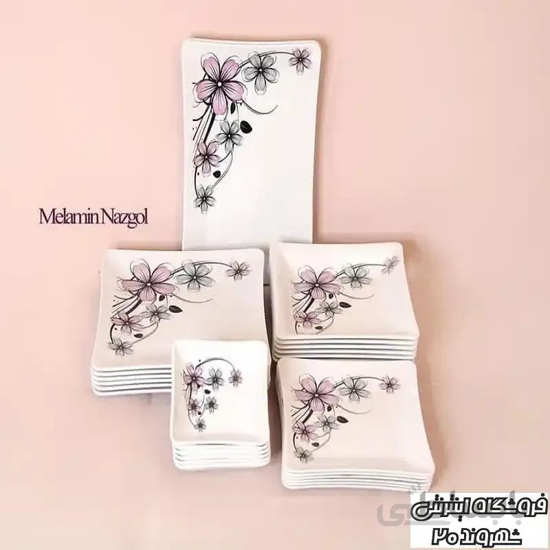 سرویس غذا خوری 26 پارچه ملامین ناز گل طرح پرنس