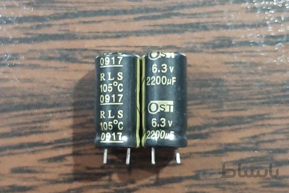 CAP 6.3V 2200uF – خازن الکترولیت، ۶.۳ ولت، ۲۲۰۰ میکروفاراد