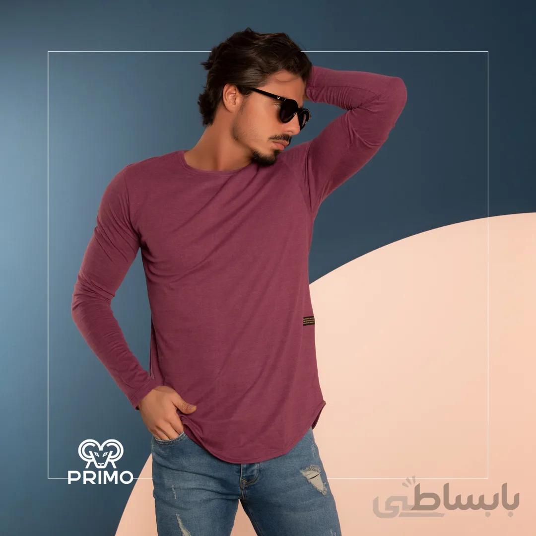 تیشرت پنبه مردانه مدل آستین بلند 513102