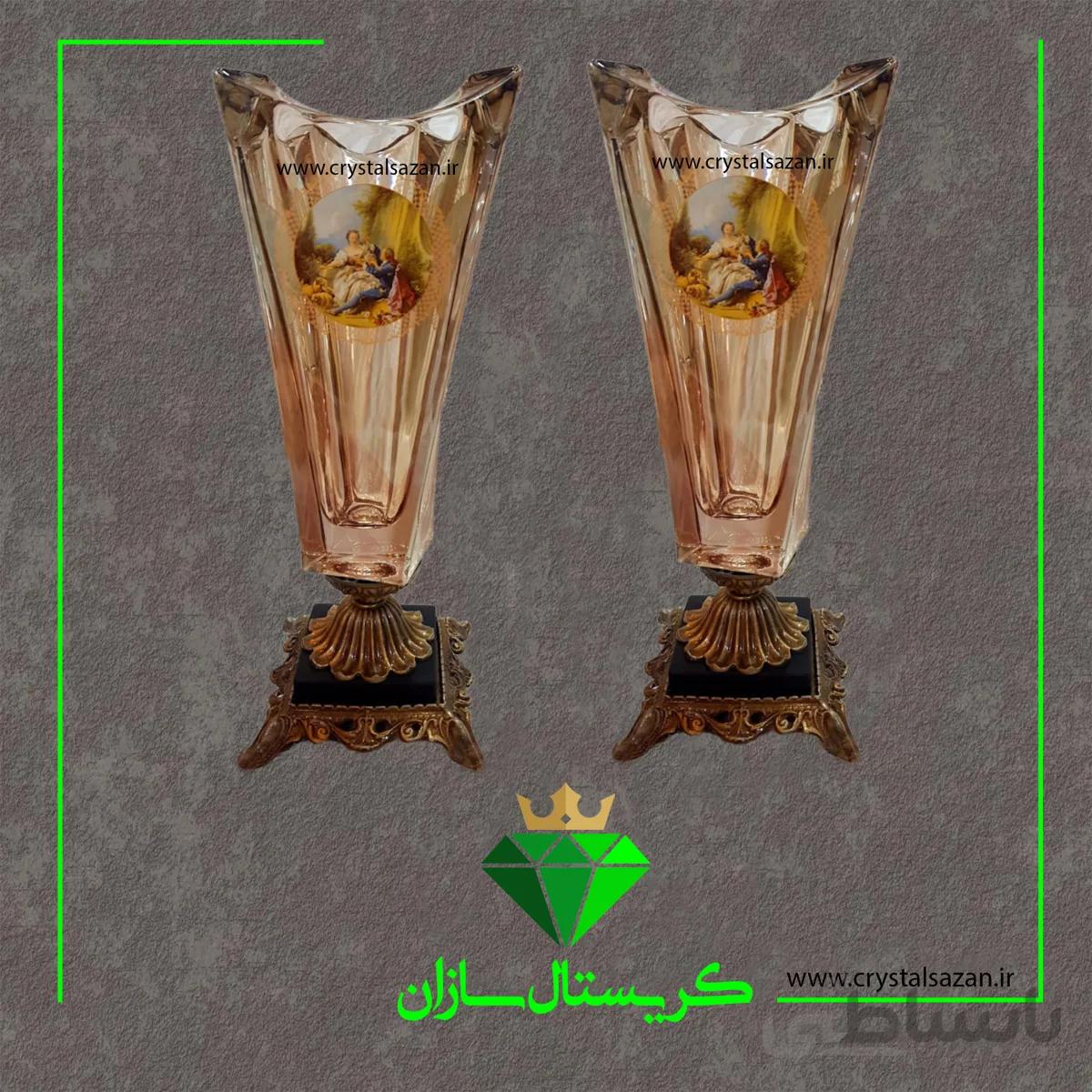 گلدان کریستال جفتی کد ۱-G1084 کریستال سازان