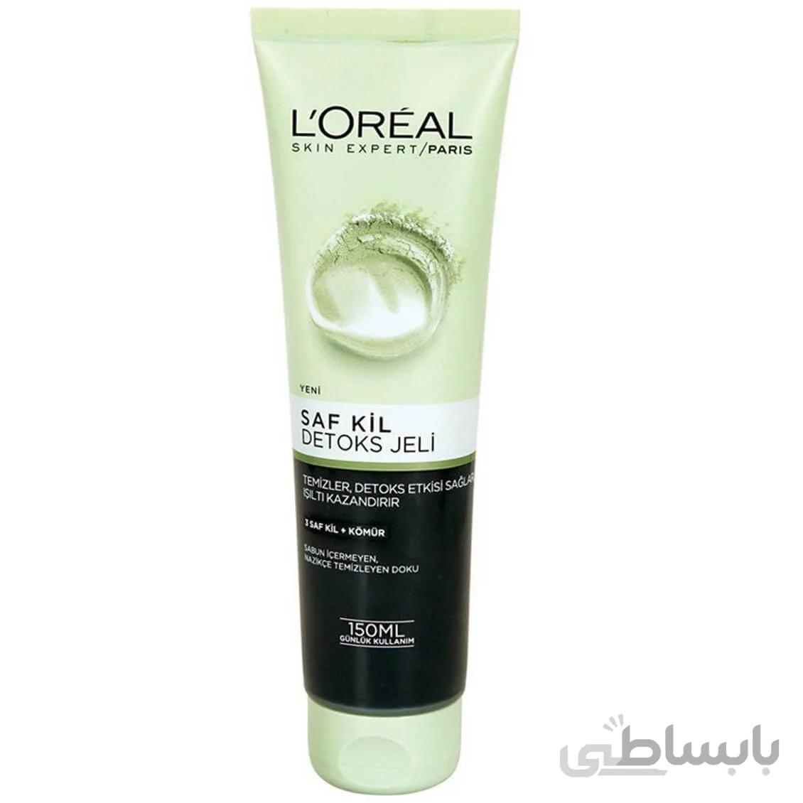 ژل شستشوی خاک رس و زغال، سم زدا و روشن کننده پوست صورت 150 میل لورال ا Loreal Paris Argile Pure Clay Detox & Brighten Cleanser Face Gel 150ml