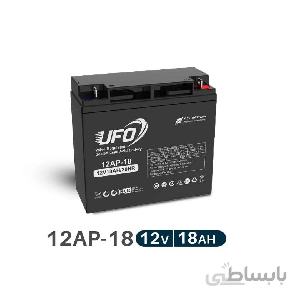 باتری یو پی اس 12 ولت 18 آمپر ساعت برند یوفو مدل 12AP-18