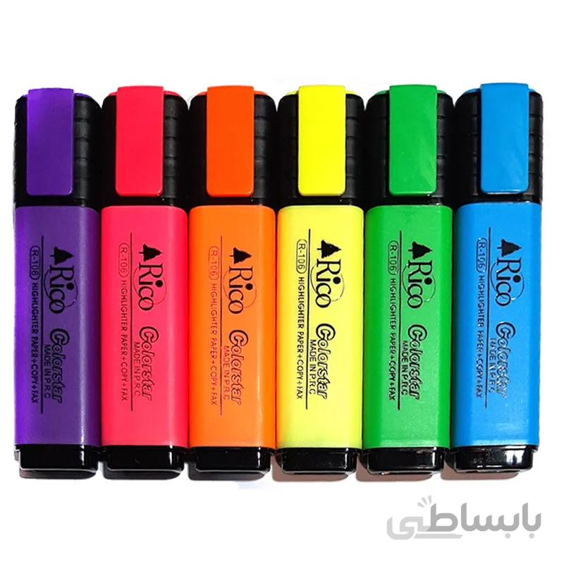 ماژیک هایلایت ریکو مدل Rico R-106 بسته 6 عددی