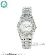 ساعت ویولت Violet زنانه گرد نگین دار فلزی استیل صفحه سفید کد 0380L