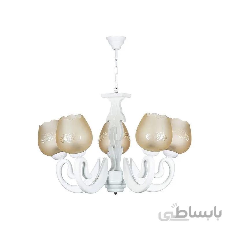 لوستر 5 شعله چشمه نور مدل G628/5-WT