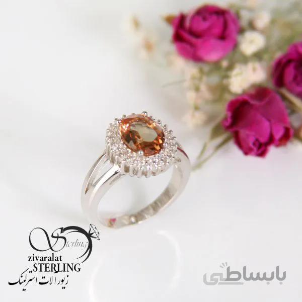 انگشتر نقره زنانه با نگین شرف الشمس کد 181405