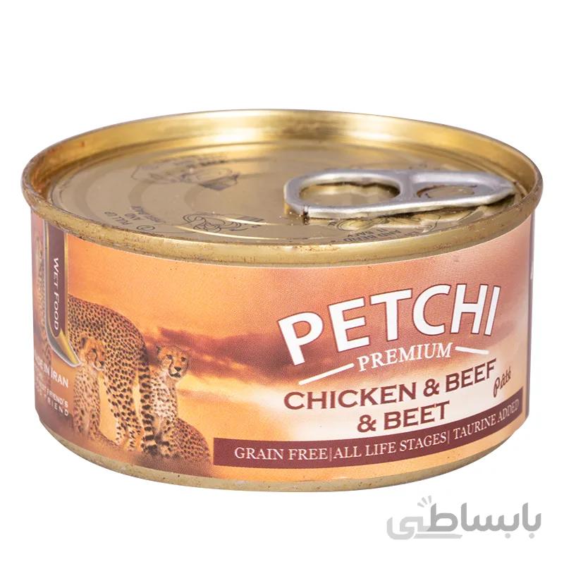 کنسرو غذای گربه پتچی مدل Chicken & Beef & Beet وزن 120 گرم