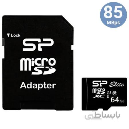کارت حافظه 64 گیگابایت 85MBps سیلیکون پاور Elite با آداپتور