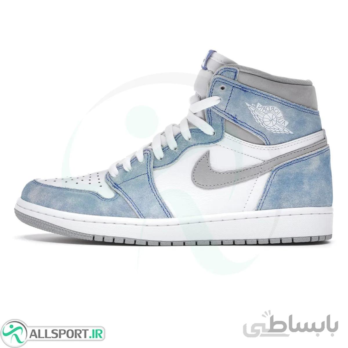 کتانی رانینگ نایک طرح اصلی Nike Air Jordan 1 Mid Light Blue Grey