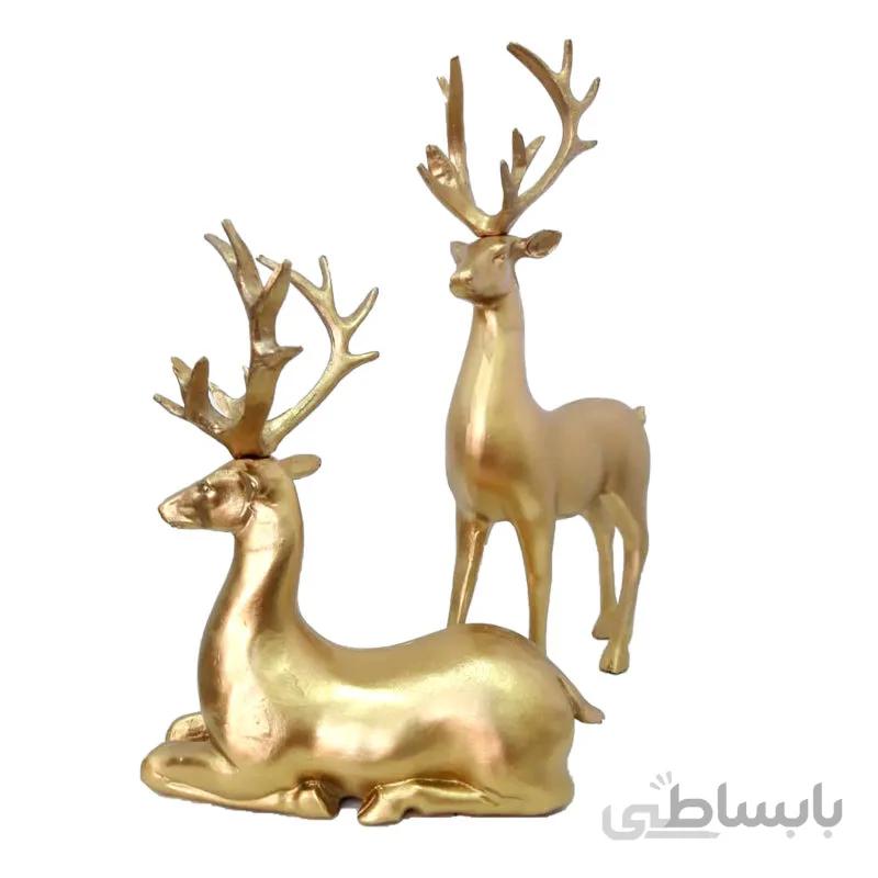 مجسمه مدل گوزن مجموعه 2 عددی ونداهایپر - بدنه مشکی شاخ طلایی