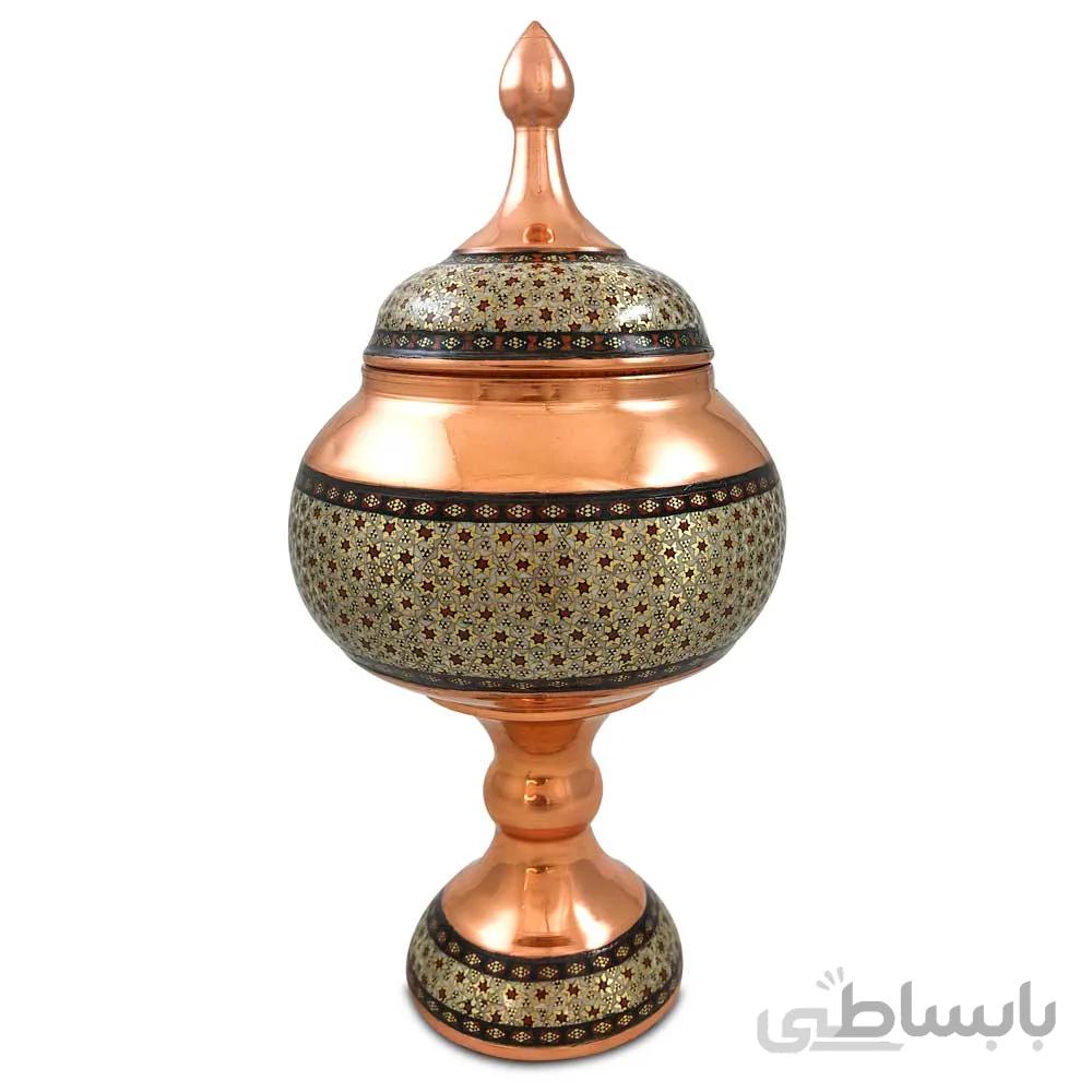 شکلات خوری مس و خاتم 25 سانتی