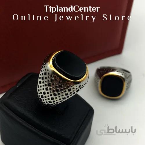 انگشتر نگین دار دو رنگ