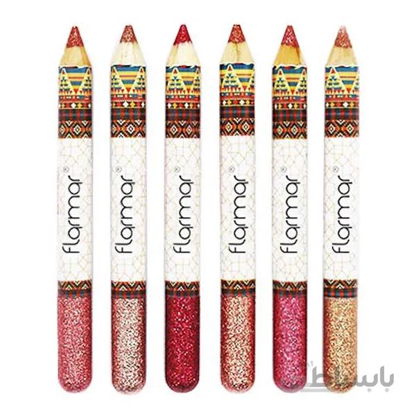 رژ مدادی ۶ عددی اکلیلی فلورمار (Flormar Glittering Lipstick Pencil-Code 02)