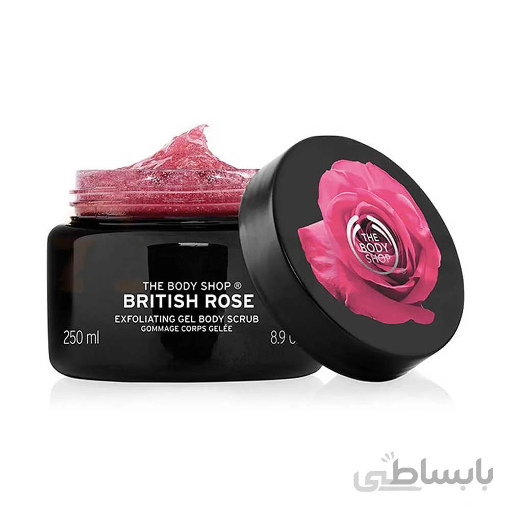 ژل اسکراب بدن گل رز the body shop حجم 250 میلی لیتر ا british Rose body scrub gel the body shop 250ml