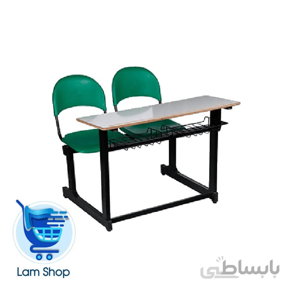نیمکت متصل مدرسه ای متال پلاست بدون جاکتابی TS102 بنیزان (دو نفره)