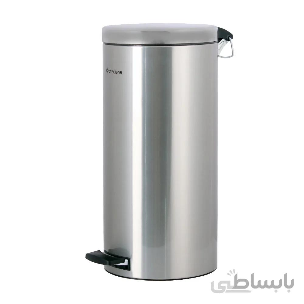 سطل پدالدار استیل 16 لیتری Brasiana ا سطل استیل پدالی ساخته شده از استیل خش دار ضد لک با ابعاد 29*67 سانتی متر , دارای سطل داخلی پلاستیکی و پدال فلزی می باشد