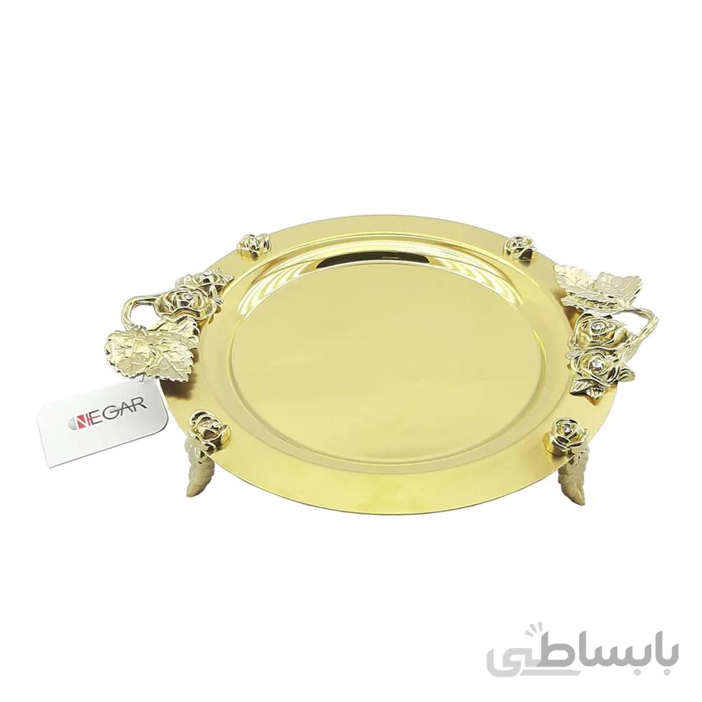 سینی گرد نگار مدل رز طلایی سایز متوسط 606