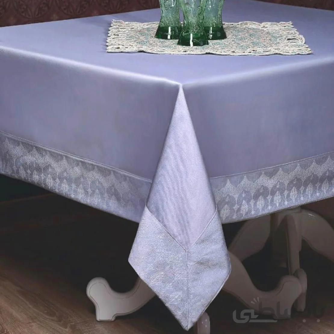 رومیزی حاشیه دار 6 نفره مستطیل 180*150 کتیبه طوسی