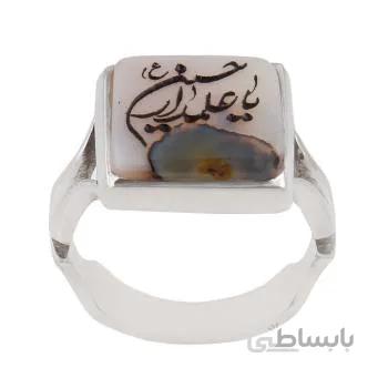 انگشتر نقره مردانه مدل عقیق شجر یا علمدار حسین رکاب دست ساز کد am_1658